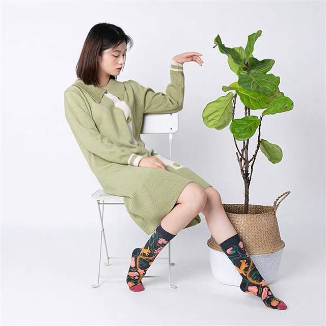 Hyuna Style Personalized Portrait Oil Painting Retro Abstract Long Socks Fashion Brand Men's and Women's Autumn and Winter Cotton Socks European and American Street Fashion Socks