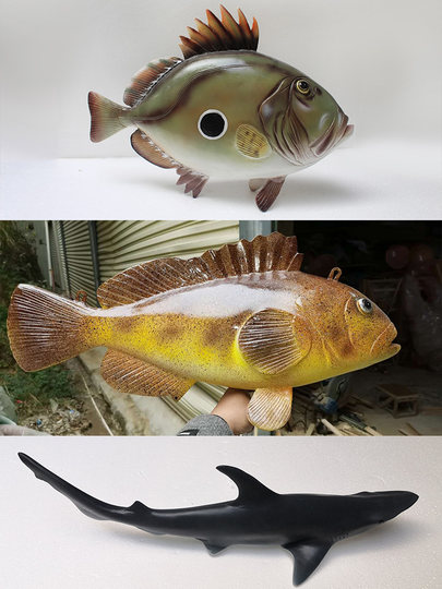 Promotional Outdoor Fiberglass Ocean Series Simulated Fish Model Decoration Wall-Mounted Shark Head Ornaments Resin Crafts