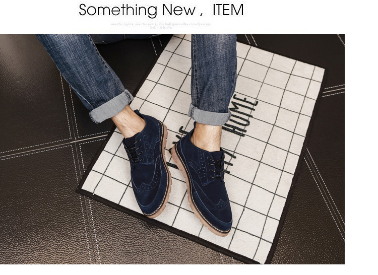 Lively British Brock giày da nam khắc da retro mờ da thường giày mùa thu và mùa đông giày xtep