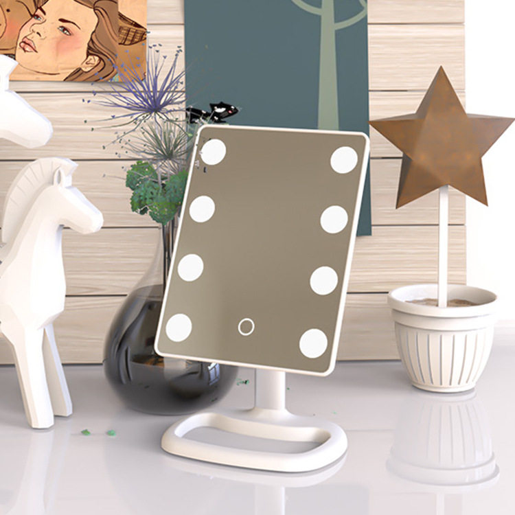 Net red mirror Cosmetic Mirror Desktop LED Lamp Desktop with light bulb Large Number of Home Girl Dormitory Tonic Light Makeup Mirror