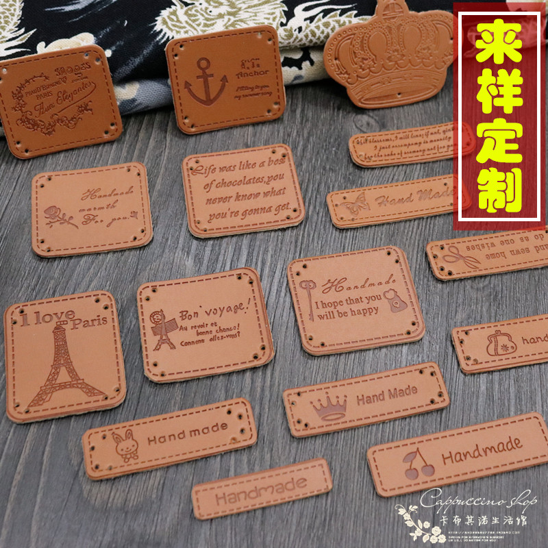 Hand cartoon pu leather mark for clothing pickup hand DIY bag paste accessories