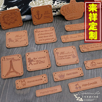 (Customizable) handmade cartoon pu leather mark trademark clothing leather card handmade DIY bag wrapping accessories