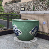 Jingdezhen ceramic fish tank goldfish bowl home living room calligraphy and painting storage tank reel cylinder Lotus Garden Garden large flower pot