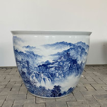 Jingdezhen ceramic fish tank 90cm hand-painted door sea Tree Basin deep ceramic extra large flower pot extra large lotus pot