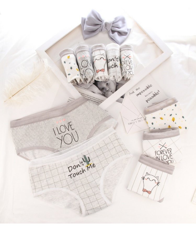 Đồ lót nữ 100% cotton 裆 cotton gợi cảm mid-kháng khuẩn dễ thương Đồ lót cho mèo quần lót nữ cotton hoạt hình