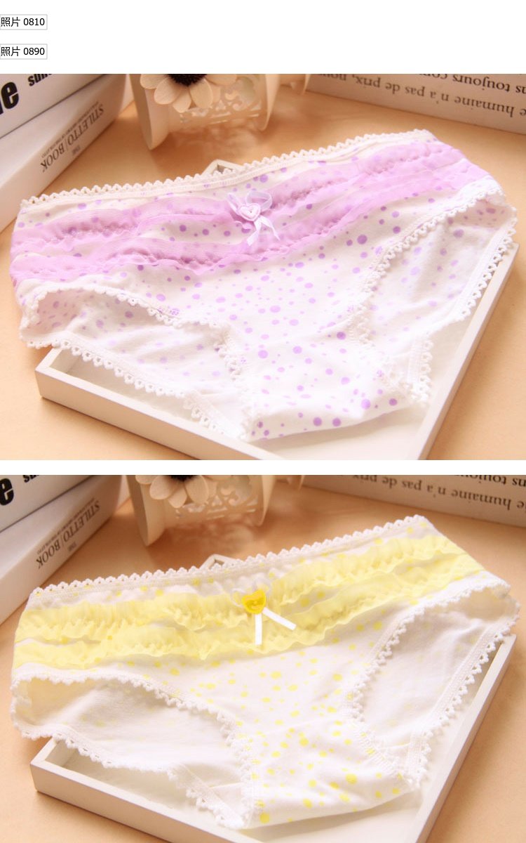 Quần lót nữ ren gợi cảm đồ lót nữ polka dot đồ lót lớp bánh dễ thương bông đồ lót quần lót bé gái