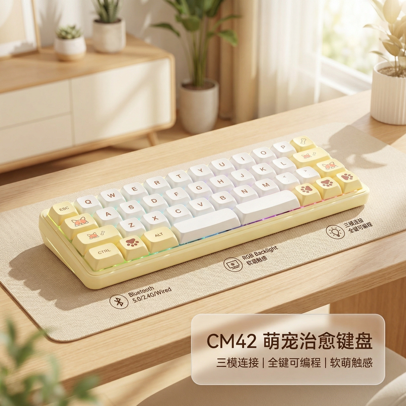 Cm42 Mini Portable 40-Key Layout 40% Small Layout Bluetooth Wireless Keyboard Compact Multi-Layer Programmable Keys Cm42 Mini Portable 40-Key Layout 40% Small Layout Bluetooth Wireless Keyboard Compact Multi-Layer Programmable Keys