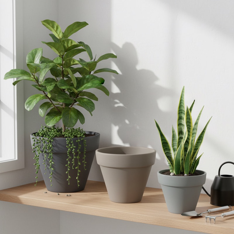 Binyi Simple Ceramic Flower Pot Round Gray Plant Pot for Indoor Decoration Green Plant Planter Binyi Simple Ceramic Flower Pot Round Gray Plant Pot for Indoor Decoration Green Plant Planter