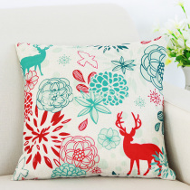 Nordic style cotton and linen sofa cushion pillow modern simple living room linen deer pillow case Core car cushion