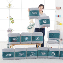 Car pillow quilt dual-purpose car pillow cushion blanket multifunctional air-conditioning quilt coral velvet car logo customized