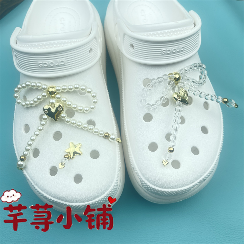 New Crocs Accessories, Shoe Charms, Punk Silver Bow Shoe Buckle Decorations, Crocs