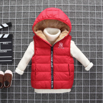 2020 Mens and womens childrens autumn velvet hooded vest down cotton vest Primary and secondary school students winter thickened quilted jacket