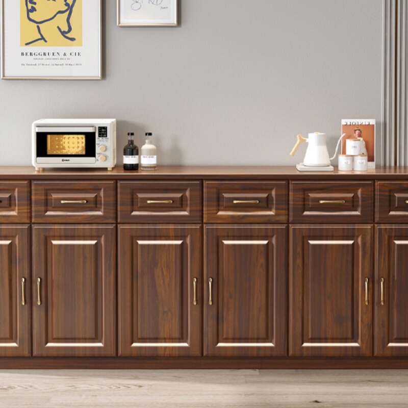 Solid Wood Kitchen Cabinet for Bowls, Tea, and Living Room Storage, 1m High, 50 Wide, Long Integrated Wall-Mounted Bedside End Cabinet, Sideboard