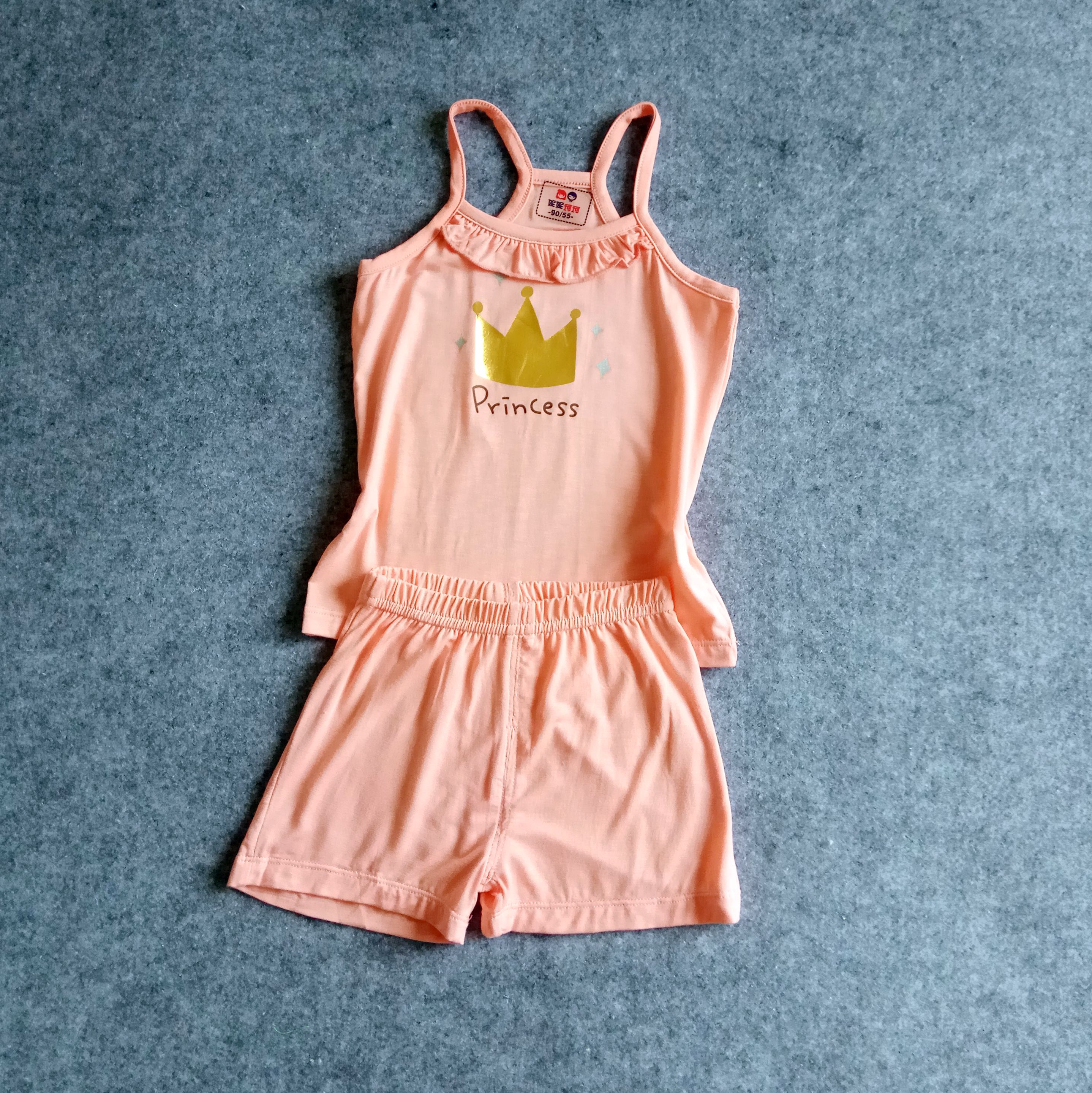 Nini 珂珂 trẻ em mùa hè phù hợp với chàng trai và cô gái phương thức vest quần hai mảnh phần mỏng không tay dịch vụ nhà