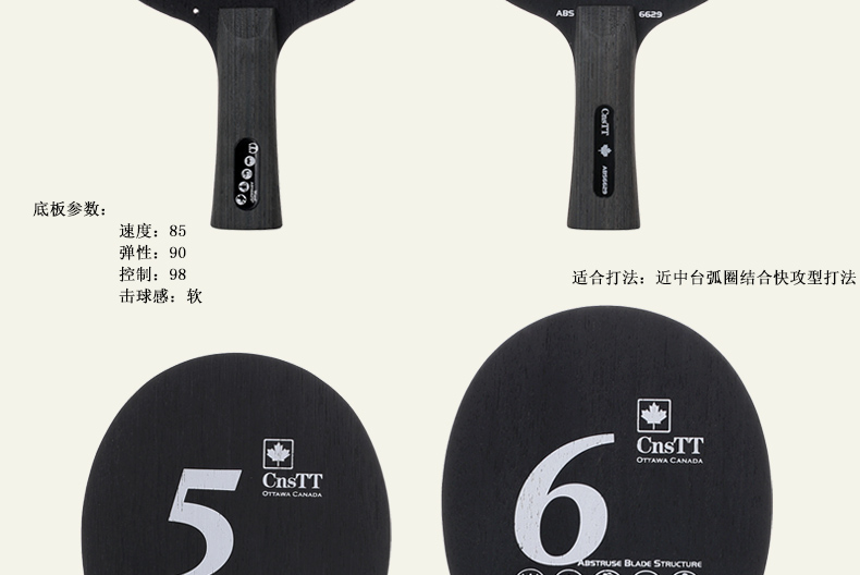 CnsTT凱斯汀 DIY乒乓球拍 成品拍 直拍橫拍 ABS6629刀鋒戰士底板