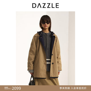DAZZLE 地素风衣25年冬季浅卡其色假两件外套女