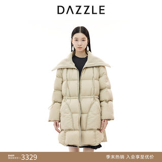 DAZZLE 地素25冬针织翻领云朵泡芙中长款收腰羽绒服女
