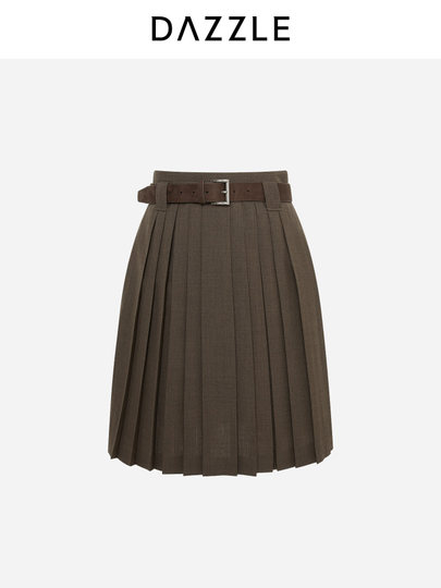 [Hot-Selling Restock] Dazzle 25 Autumn/Winter Sheep Wool Blend Fine-Woven Pleated Structure Skirt