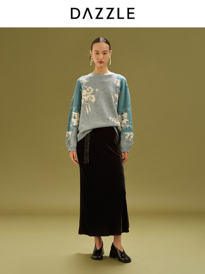 [В стиле Шу Ци] [Зимняя серия Green Winter] Женский свитер DAZZLE, новинка зимы 25, вязаная одежда в китайском стиле