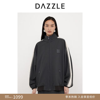 DAZZLE 地素短外套2025春季新款深灰色复古泽西风休闲外套