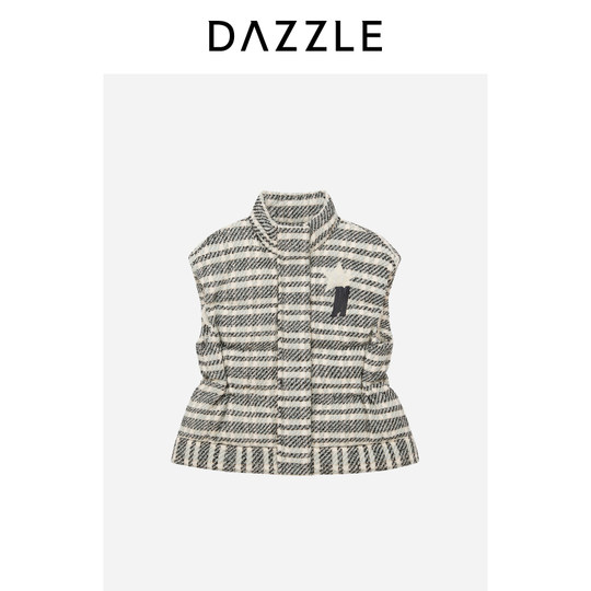 DAZZLE chaleco de tweed chaqueta de plumón con logo bordado de lentejuelas casual de invierno para mujer