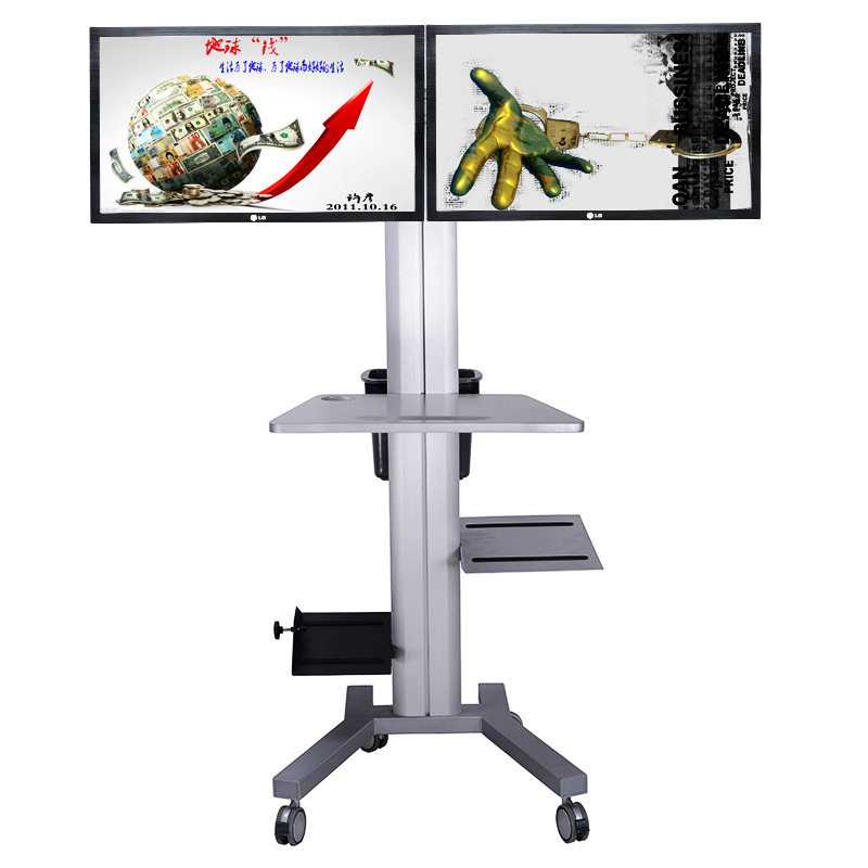 Dual-screen computer mobile cart monitor mobile stand lift adjustment height computer mobile monitor stand