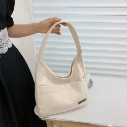 Wild INS canvas bag female 2022 summer new large -capacity shoulder axillary bag leisure simple bucket bag