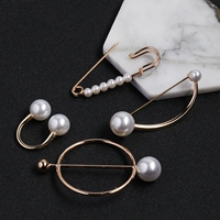 Double pearl collar brooch jewelry Japanese and Korean style sweater knotted corner accessories silver design