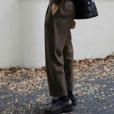 Eli [Норвежский лес] Весенне-летнее ретро, ​​простые и универсальные повседневные брюки и брюки для повседневного использования, непринужденные, с начесом.