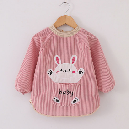 Baby smock, apron and bib worn backwards