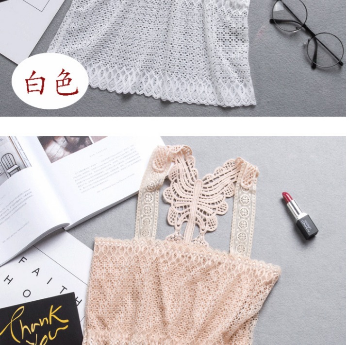 Nữ mùa hè ren trắng đẹp trở lại chống ánh sáng dưới ống hàng đầu quấn ngực dây đeo áo vest dài đồ lót nội y quyến rũ