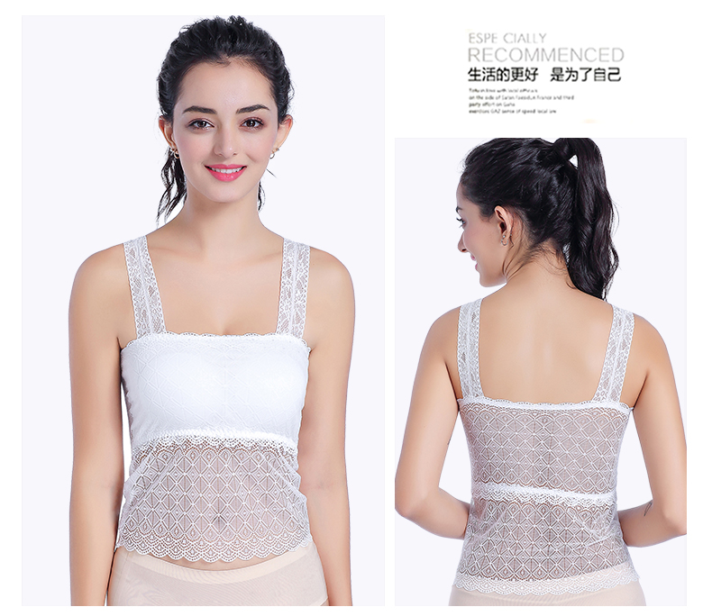 荷 黑白 蕾 Băng ruy băng đệm ngực hàng đầu quấn ngực chống sáng dây đeo dưới áo lót dài gợi cảm áo bra ống không dây