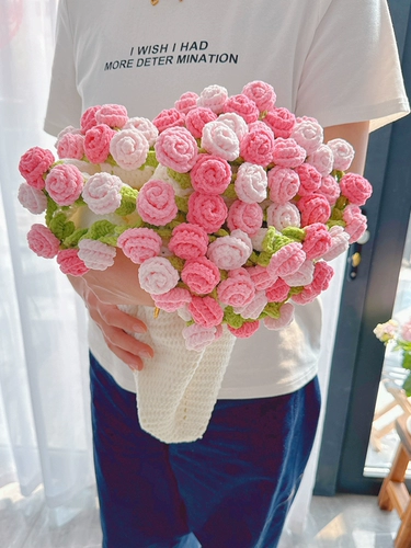 Плетеное одеяло ручной работы, набор материалов, крючок для вязания, розы, букет, «сделай сам», в цветочек, подарок на день рождения