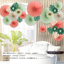  Valentines Day celebration mother pull flower shop window background Shopping mall atmosphere decoration arrangement paper folding fan flower beauty display