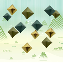  Dragon Boat Festival Green shopping Mall ceiling pendant atmosphere decoration layout three-dimensional polygon shop window Zongzi Festival