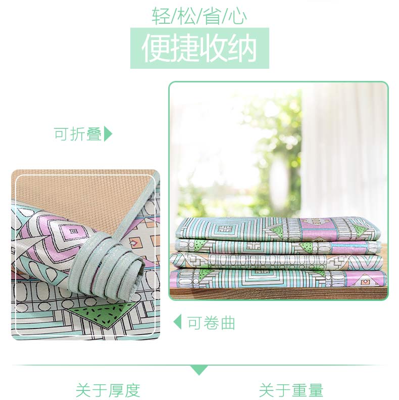 Thánh Anna giàu hoa mùa hè lụa băng mềm mat mat in 1,5m có thể gập lại cầm tay 1,8 m đôi - Thảm mùa hè chiếu trúc 1m