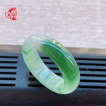 Myanmar natural A goods 18 inner diameter Yingrun green plain jade ring jade ring men and women 4-49