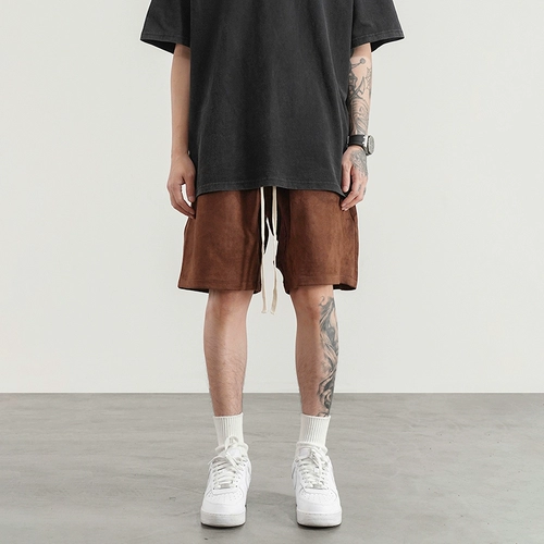 BlackOfexit National Trend High Street Имитация замши свободные шнурки спортивные шорты сплошной цвето