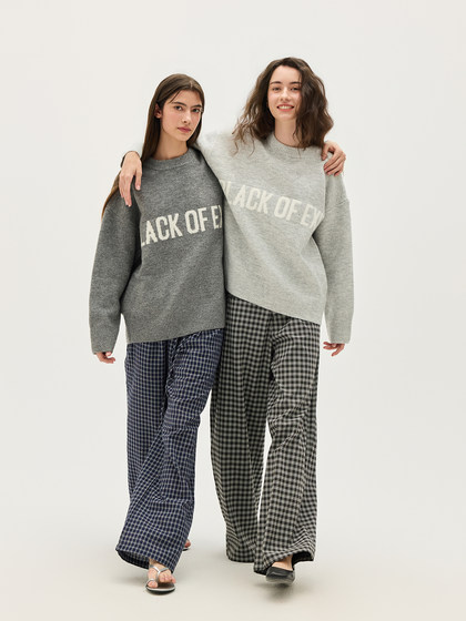Black of Exit Chinese Style Casual Loose Knit Sweater High Street Crew Neck Pullover Knitwear for Men and Women Thick