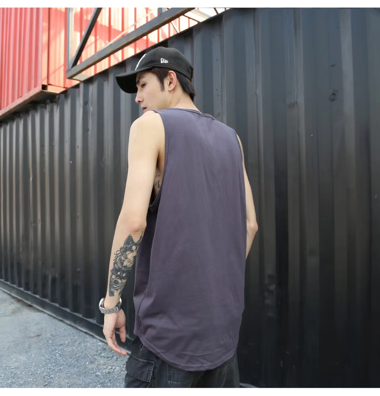 Châu Âu và Hoa Kỳ đường phố cao cấp rắn màu cơ sở vest thủy triều ao ba lo nam