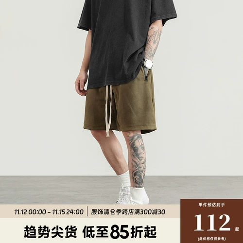 BlackOfexit National Trend High Street Имитация замши свободные шнурки спортивные шорты сплошной цвето