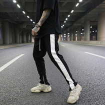 kanye European and American High Street wind FOG with retro horizontal bar side open zipper small foot slim elastic cotton casual pants