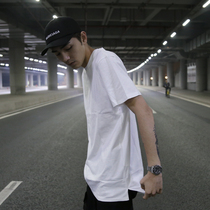 KANYE High Street wind front short back long split plain plain base shirt Quan Zhilong with tide loose T-shirt short sleeve
