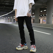 European and American high street style basic side zipper small foot jeans KANYE with slim stretch black jeans