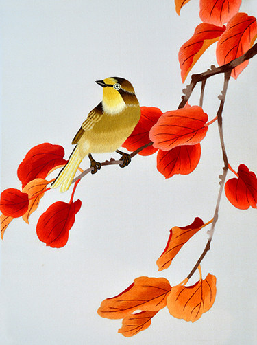 Suembroidered Embroidery Diy Beginology Kit Red Leaf Small Birds 
