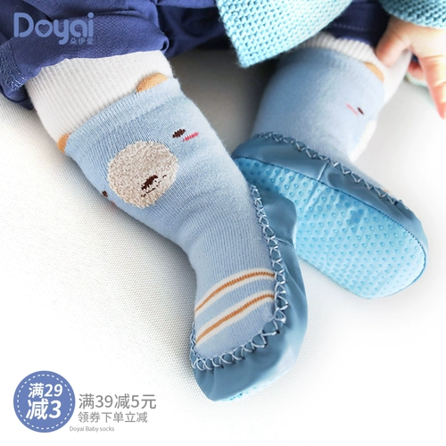 Детские туфли, нескользящий осенний шнурок-держатель для раннего возраста, носки для новорожденных для младенца, мягкая подошва, 1 лет, средней длины