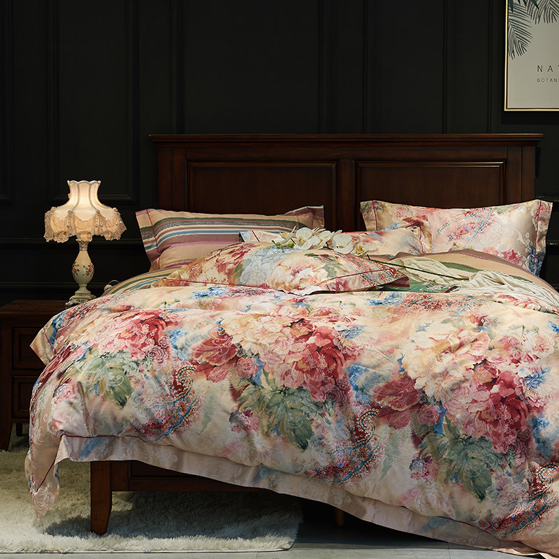 Sheet Mill Fur Pure Cotton Four Sets 100 Full Cotton Bed Bedding Autumn winter Thickened Quilt Cover Light Lavish 