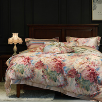 Sheet brushed pure cotton four-piece set 100 cotton bedding autumn and winter thickened quilt cover light luxury