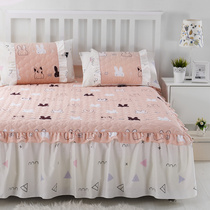 PURE COTTON BED DRESS CLIP COTTON SINGLE PIECE FULL COTTON BED HOOD KOREAN VERSION PILLOWCASE THREE SETS CARTOON LACE BEDCOVER BED CIRCUMFERENCE