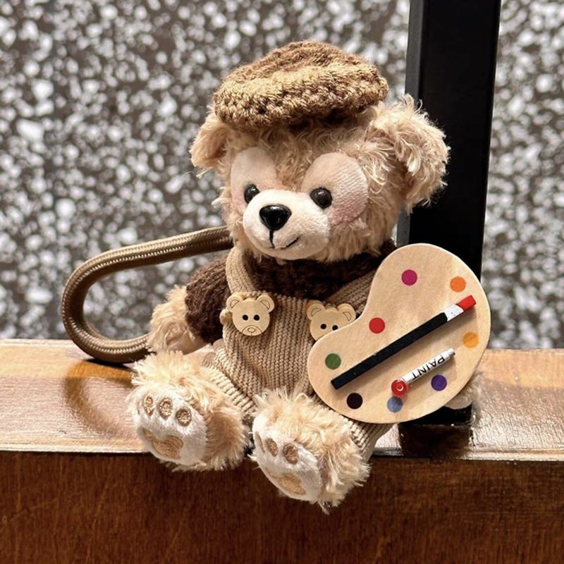 Exquisite Painter Bear Bag Pendant Car Keychain Cute Plush Doll for Women Eye-Catching High-End Couple Gift